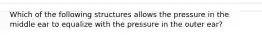 Which of the following structures allows the pressure in the middle ear to equalize with the pressure in the outer ear?