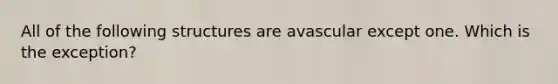 All of the following structures are avascular except one. Which is the exception?