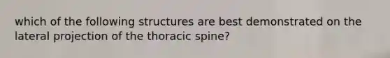 which of the following structures are best demonstrated on the lateral projection of the thoracic spine?