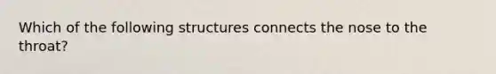 Which of the following structures connects the nose to the throat?