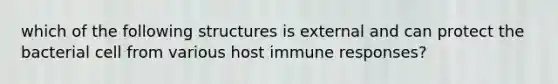 which of the following structures is external and can protect the bacterial cell from various host immune responses?