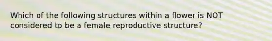 Which of the following structures within a flower is NOT considered to be a female reproductive structure?