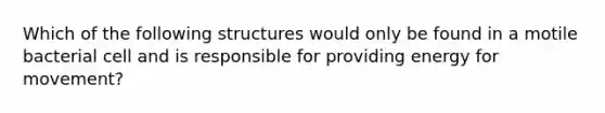 Which of the following structures would only be found in a motile bacterial cell and is responsible for providing energy for movement?