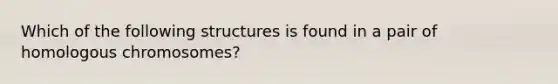 Which of the following structures is found in a pair of homologous chromosomes?