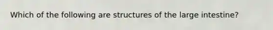 Which of the following are structures of the <a href='https://www.questionai.com/knowledge/kGQjby07OK-large-intestine' class='anchor-knowledge'>large intestine</a>?