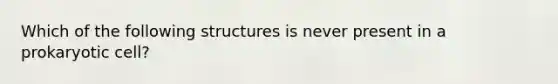 Which of the following structures is never present in a prokaryotic cell?