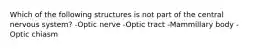 Which of the following structures is not part of the central nervous system? -Optic nerve -Optic tract -Mammillary body -Optic chiasm
