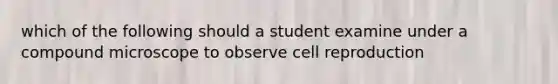 which of the following should a student examine under a compound microscope to observe cell reproduction