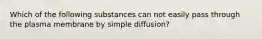 Which of the following substances can not easily pass through the plasma membrane by simple diffusion?