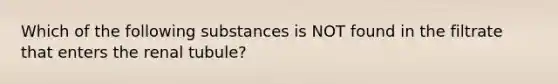 Which of the following substances is NOT found in the filtrate that enters the renal tubule?