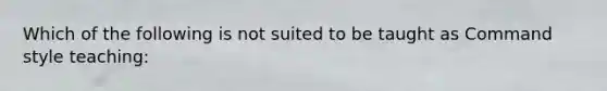 Which of the following is not suited to be taught as Command style teaching: