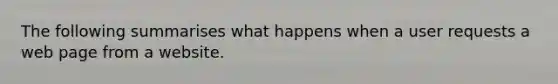 The following summarises what happens when a user requests a web page from a website.