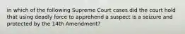 in which of the following Supreme Court cases did the court hold that using deadly force to apprehend a suspect is a seizure and protected by the 14th Amendment?