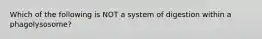 Which of the following is NOT a system of digestion within a phagolysosome?