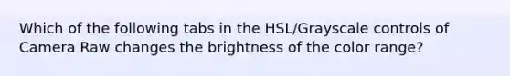 Which of the following tabs in the HSL/Grayscale controls of Camera Raw changes the brightness of the color range?