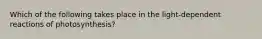 Which of the following takes place in the light-dependent reactions of photosynthesis?