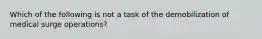 Which of the following is not a task of the demobilization of medical surge operations?