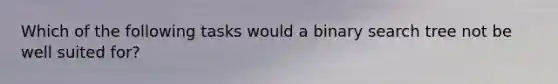 Which of the following tasks would a binary search tree not be well suited for?