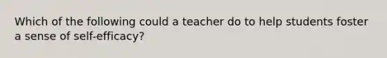 Which of the following could a teacher do to help students foster a sense of self-efficacy?