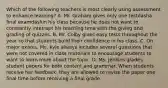 Which of the following teachers is most clearly using assessment to enhance​ learning? A. Mr. Graham gives only one testdasha final examdashin his class because he does not want to constantly interrupt his teaching time with the giving and grading of quizzes. B. Mr. Colby gives easy tests throughout the year so that students build their confidence in his class. C. On major​ exams, Ms. Kyle always includes several questions that were not covered in class materials to encourage students to want to learn more about the topic. D. Ms. Jenkins grades student papers for both content and grammar. When students receive her​ feedback, they are allowed to revise the paper one final time before receiving a final grade.