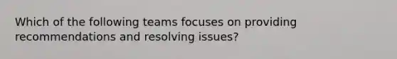 Which of the following teams focuses on providing recommendations and resolving issues?