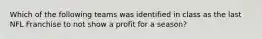 Which of the following teams was identified in class as the last NFL Franchise to not show a profit for a season?