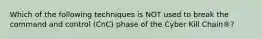 Which of the following techniques is NOT used to break the command and control (CnC) phase of the Cyber Kill Chain®?