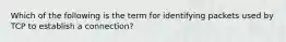 Which of the following is the term for identifying packets used by TCP to establish a connection?
