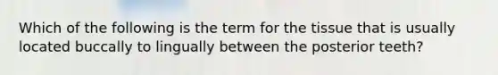 Which of the following is the term for the tissue that is usually located buccally to lingually between the posterior teeth?