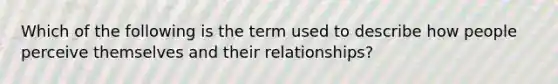 Which of the following is the term used to describe how people perceive themselves and their relationships?