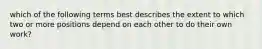 which of the following terms best describes the extent to which two or more positions depend on each other to do their own work?