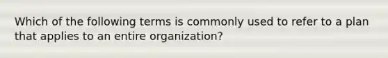 Which of the following terms is commonly used to refer to a plan that applies to an entire organization?