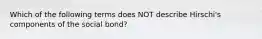 Which of the following terms does NOT describe Hirschi's components of the social bond?