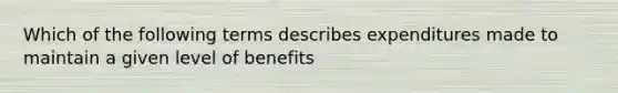 Which of the following terms describes expenditures made to maintain a given level of benefits