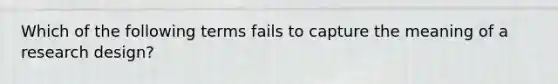 Which of the following terms fails to capture the meaning of a research design?