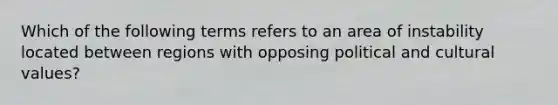 Which of the following terms refers to an area of instability located between regions with opposing political and cultural values?