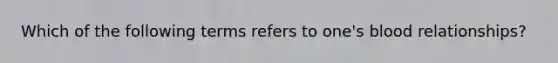 Which of the following terms refers to one's blood relationships?