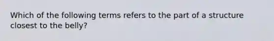 Which of the following terms refers to the part of a structure closest to the belly?