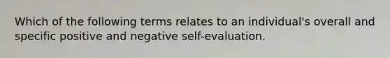 Which of the following terms relates to an individual's overall and specific positive and negative self-evaluation.