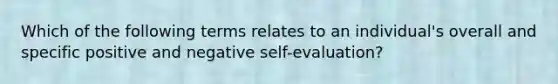 Which of the following terms relates to an individual's overall and specific positive and negative self-evaluation?