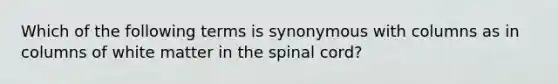 Which of the following terms is synonymous with columns as in columns of white matter in the spinal cord?