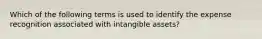 Which of the following terms is used to identify the expense recognition associated with intangible assets?