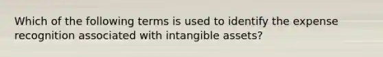 Which of the following terms is used to identify the expense recognition associated with intangible assets?