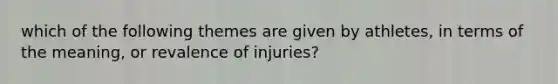 which of the following themes are given by athletes, in terms of the meaning, or revalence of injuries?