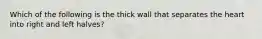 Which of the following is the thick wall that separates the heart into right and left halves?