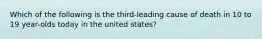 Which of the following is the third-leading cause of death in 10 to 19 year-olds today in the united states?