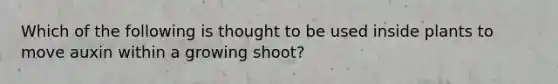 Which of the following is thought to be used inside plants to move auxin within a growing shoot?