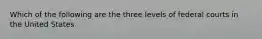 Which of the following are the three levels of federal courts in the United States