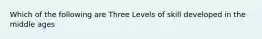 Which of the following are Three Levels of skill developed in the middle ages