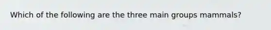 Which of the following are the three main groups mammals?